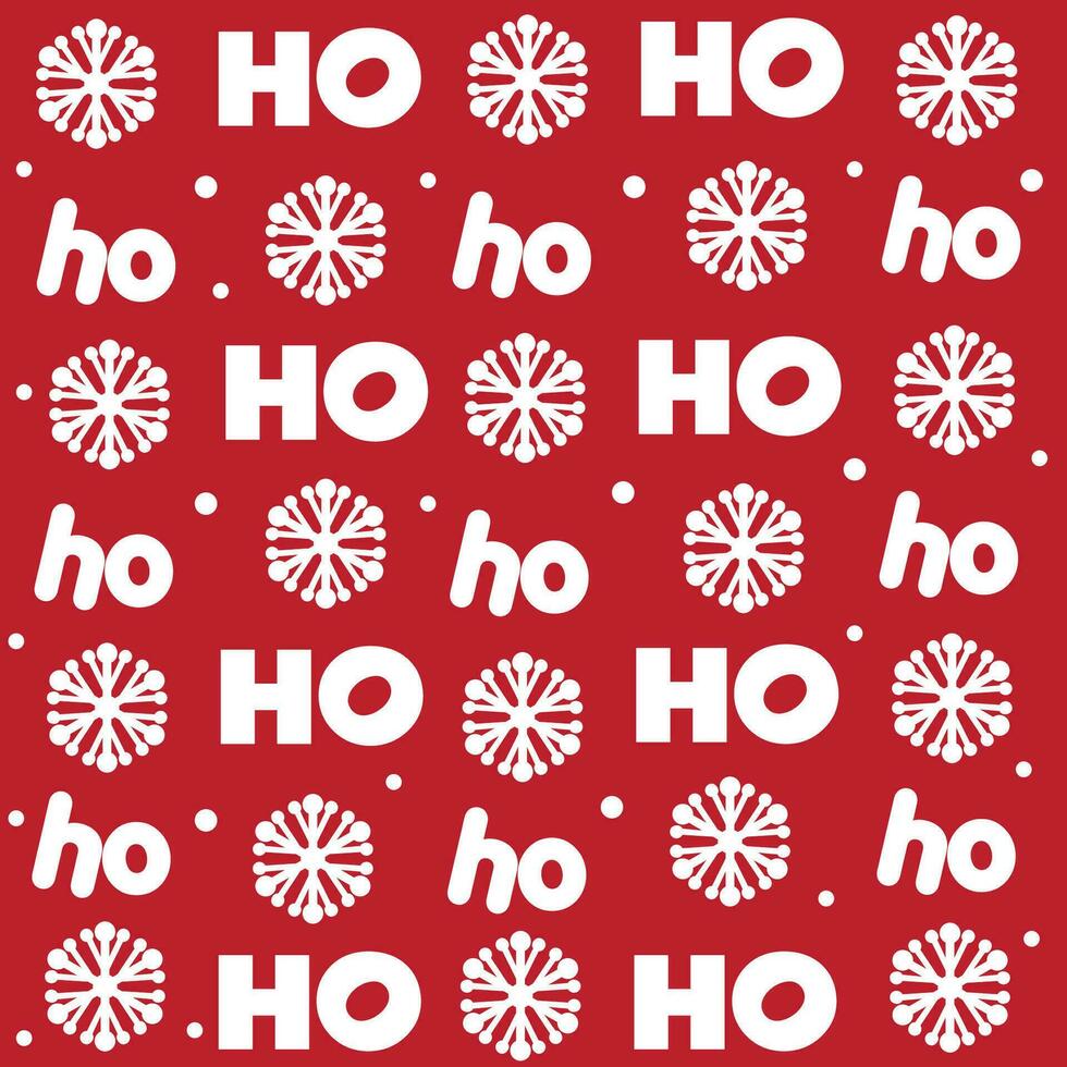 Ho Ho Ho Navidad saludo tipografía, rojo Navidad antecedentes modelo con copos de nieve, decoración. vector