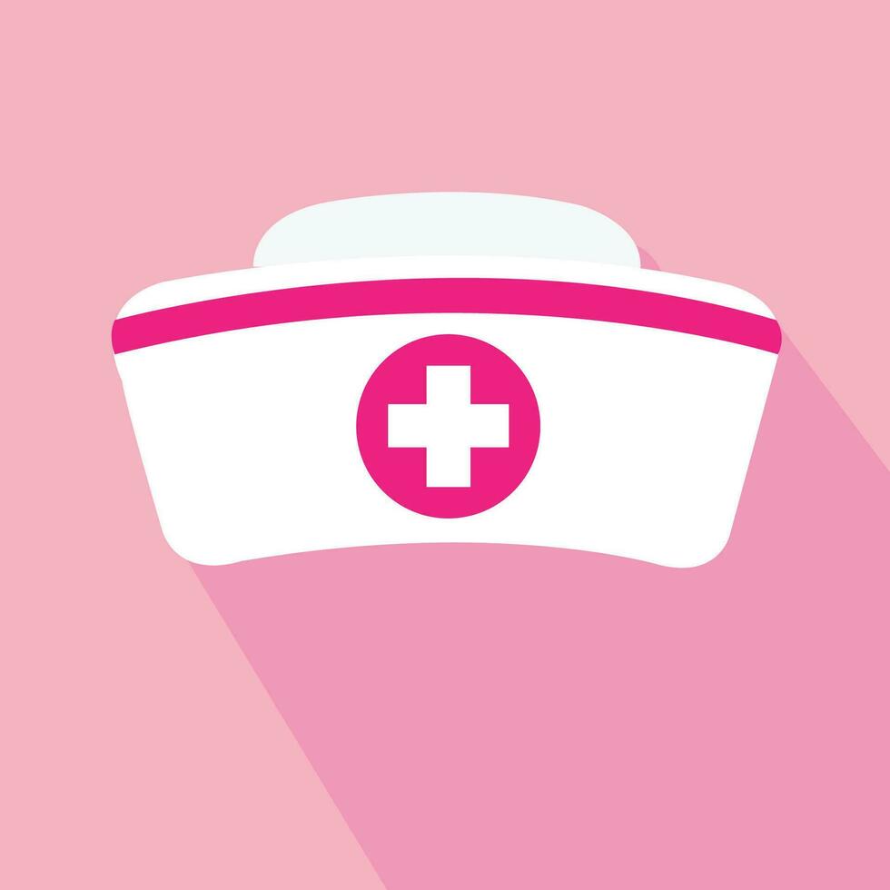 Nurse Hat Icon Vector Pink Flat Nurse Logo for Various Uses