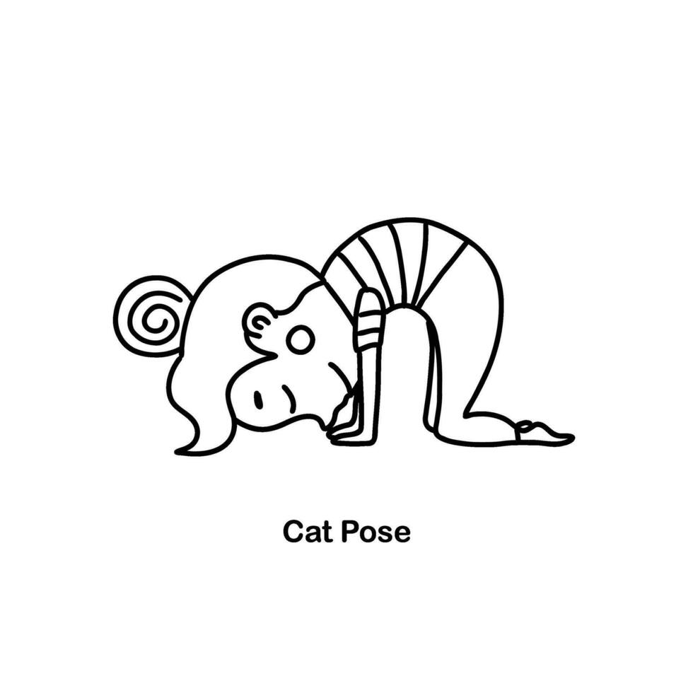 niños yoga gato pose. vector dibujos animados ilustración