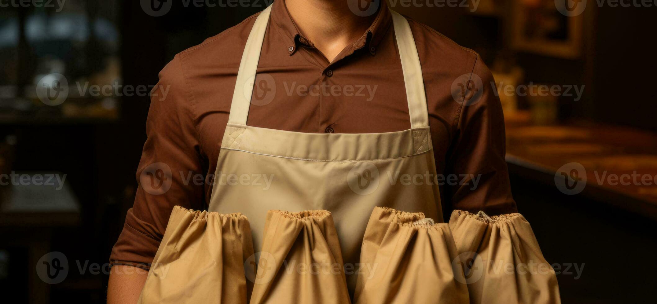 AI generated Delivery man is carrying bags photo
