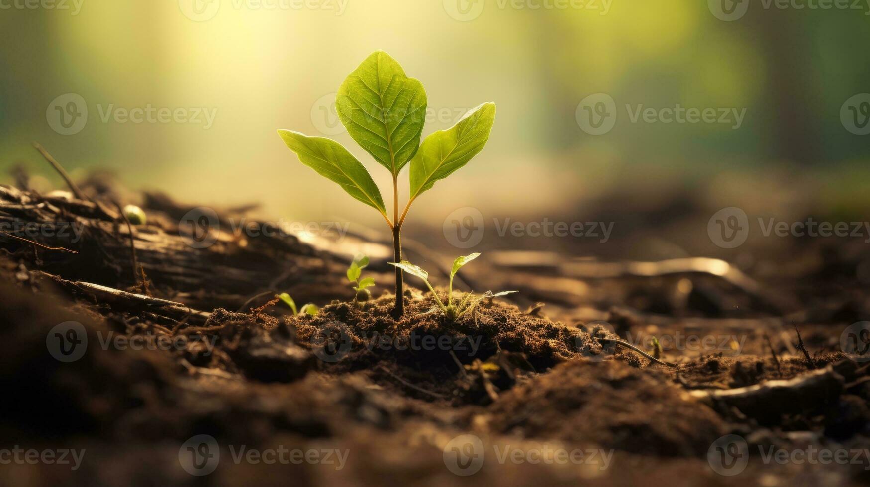 AI generated A small tree on a green background photo