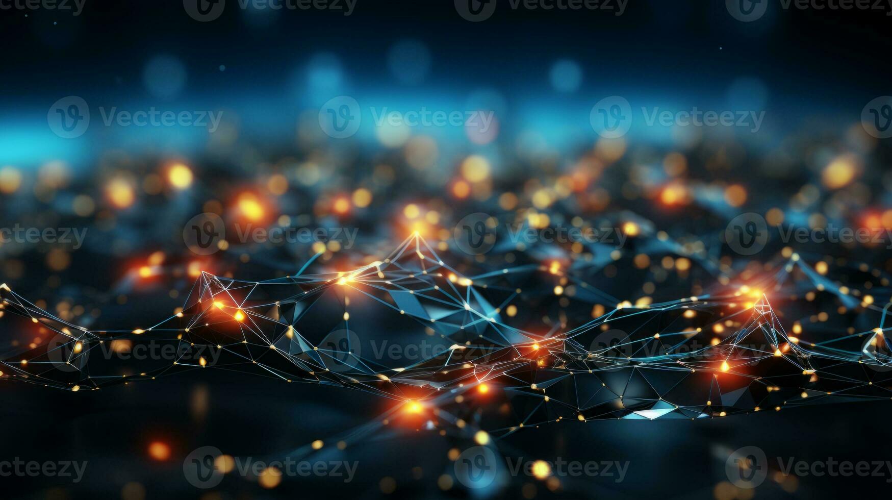 AI generated Abstract blue network background photo