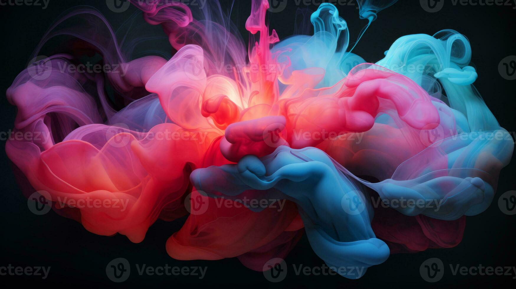 AI generated Abstract blue and pink color drop to the water, Generative AI photo
