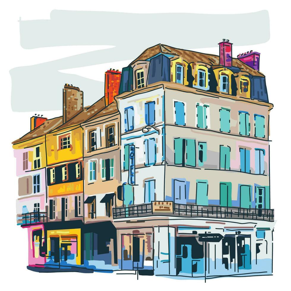 Colorful vector illustration of a building