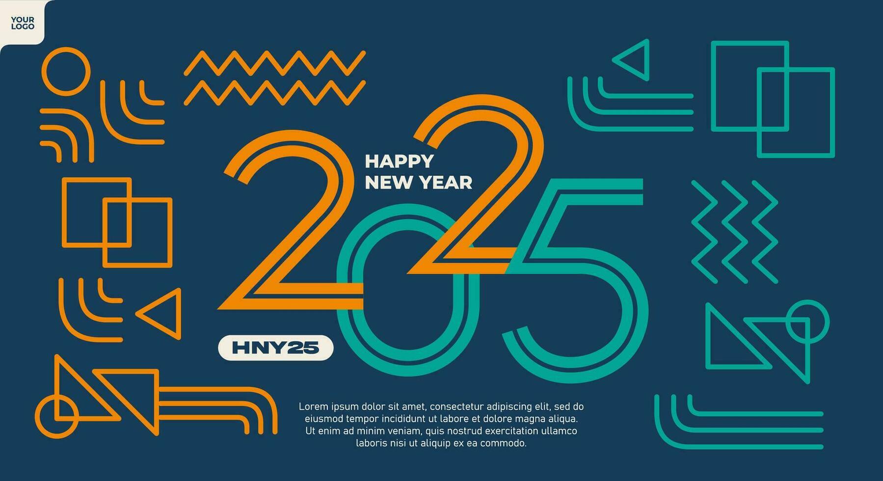 Abstract geometric colorful 2025 new year illustration background