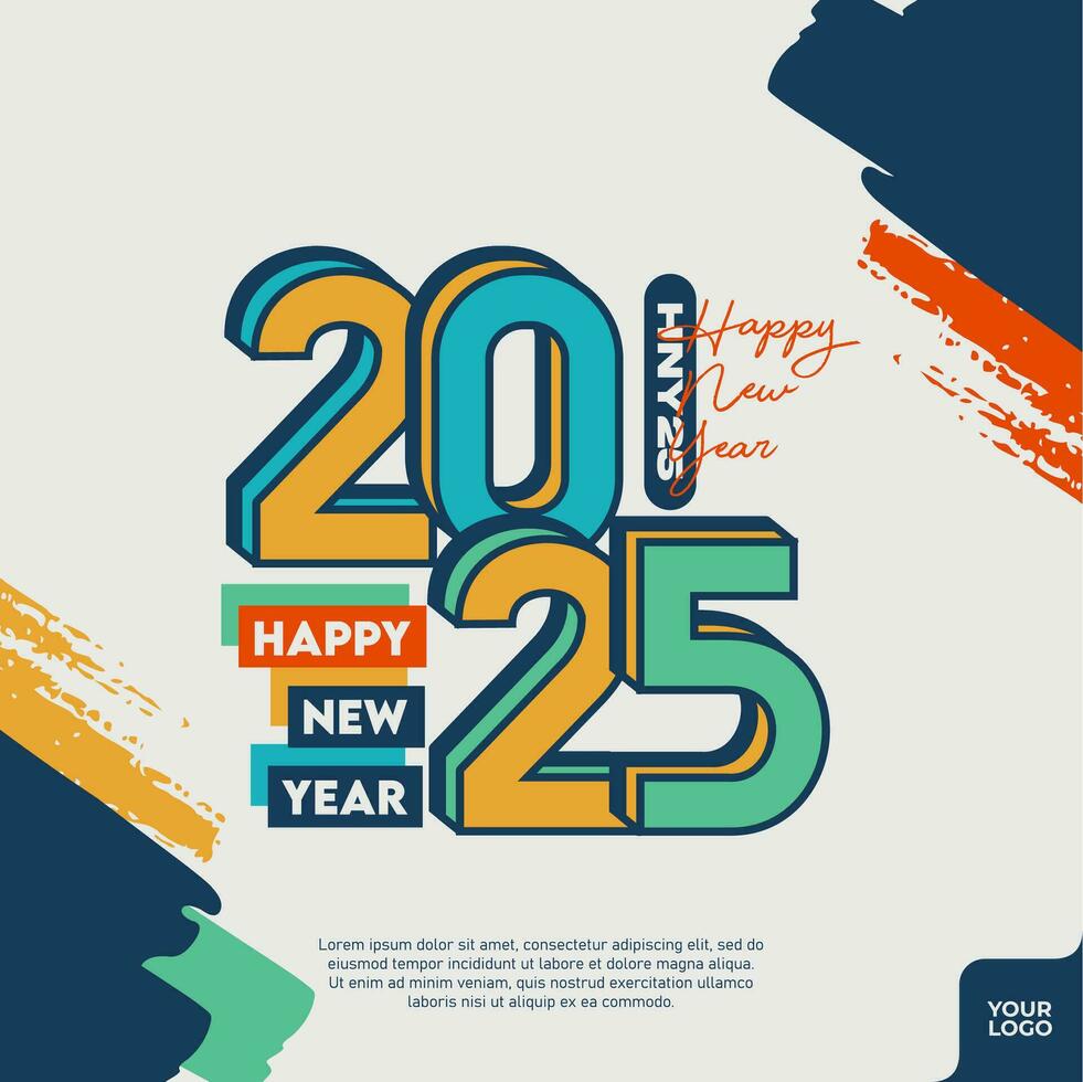 Abstract colorful happy new year 2025. vector