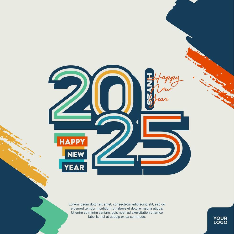 Abstract colorful happy new year 2025. vector