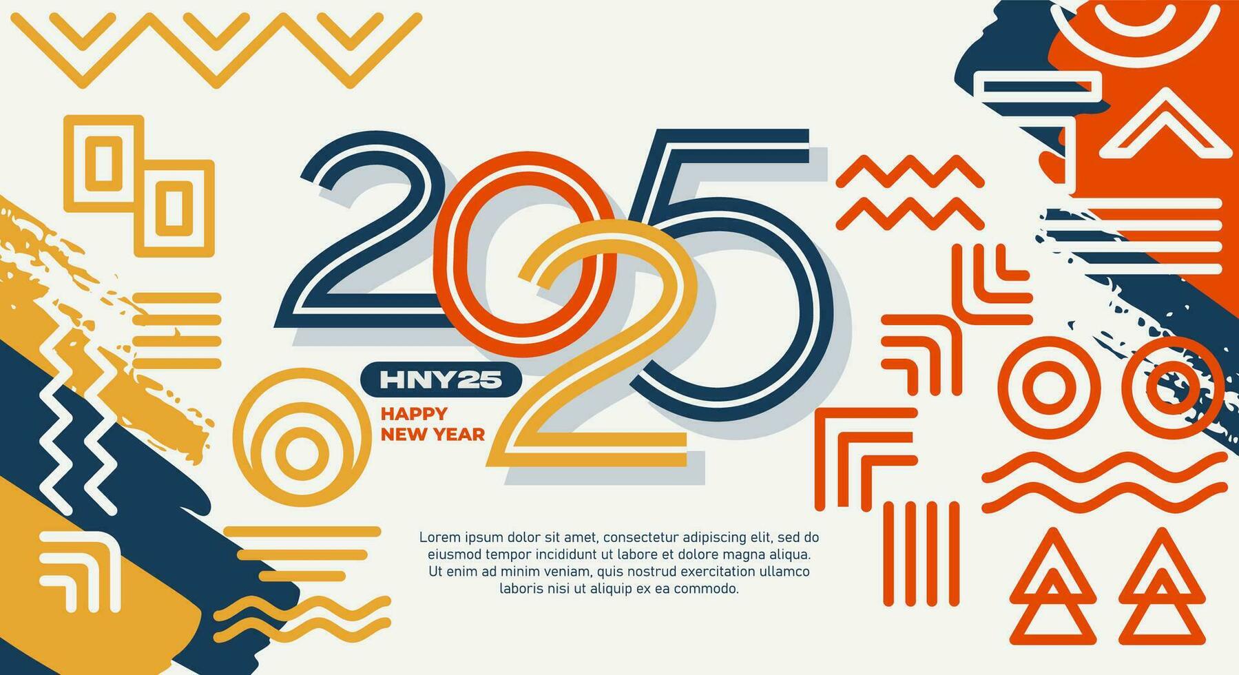 Abstract geometric colorful 2025 new year illustration background