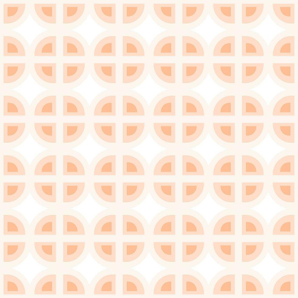 Seamless Ornamental pattern of simple geometric shapes in trendy monochrome Peach Fuzz hues. Isolate vector