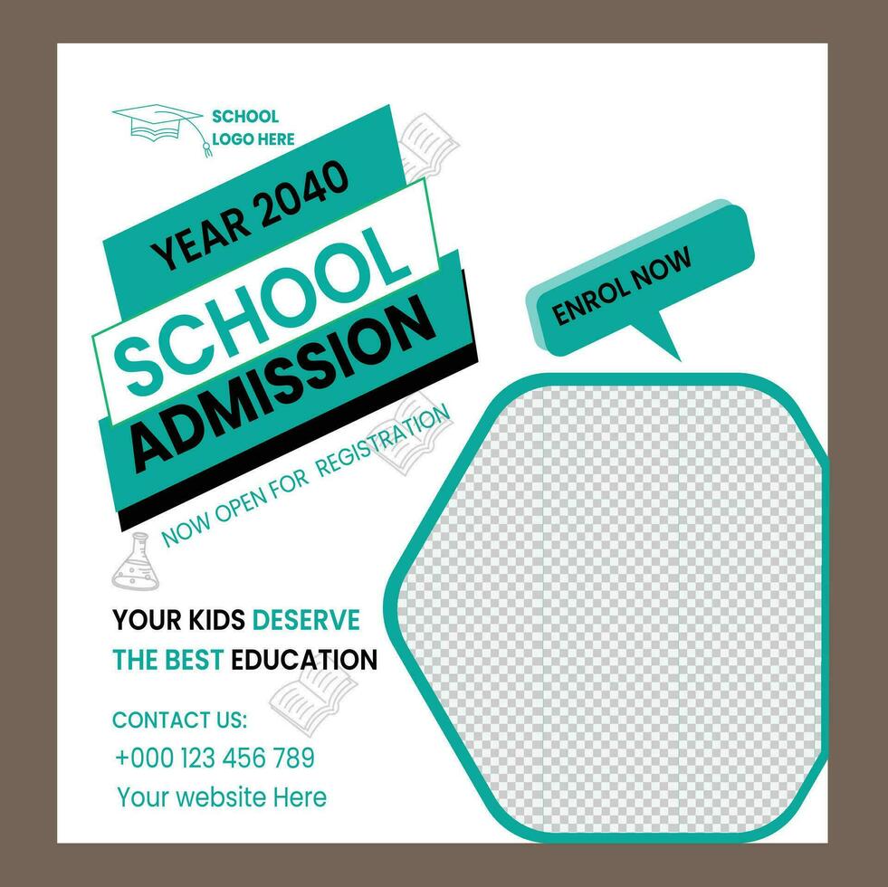 social media post school admission vector