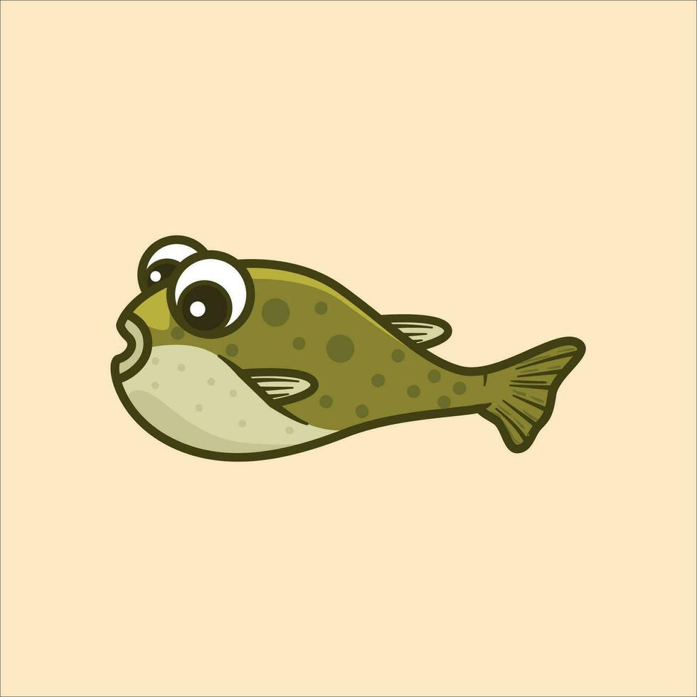 Puffer fish cartoon animal illustration vector