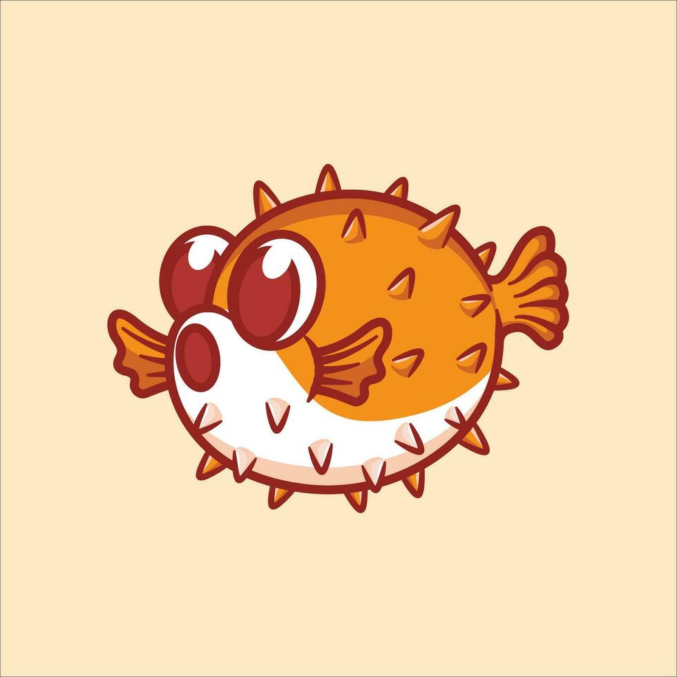 Puffer fish cartoon animal illustration vector