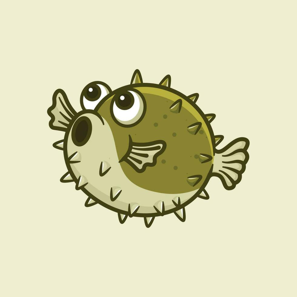 Puffer fish cartoon animal illustration vector