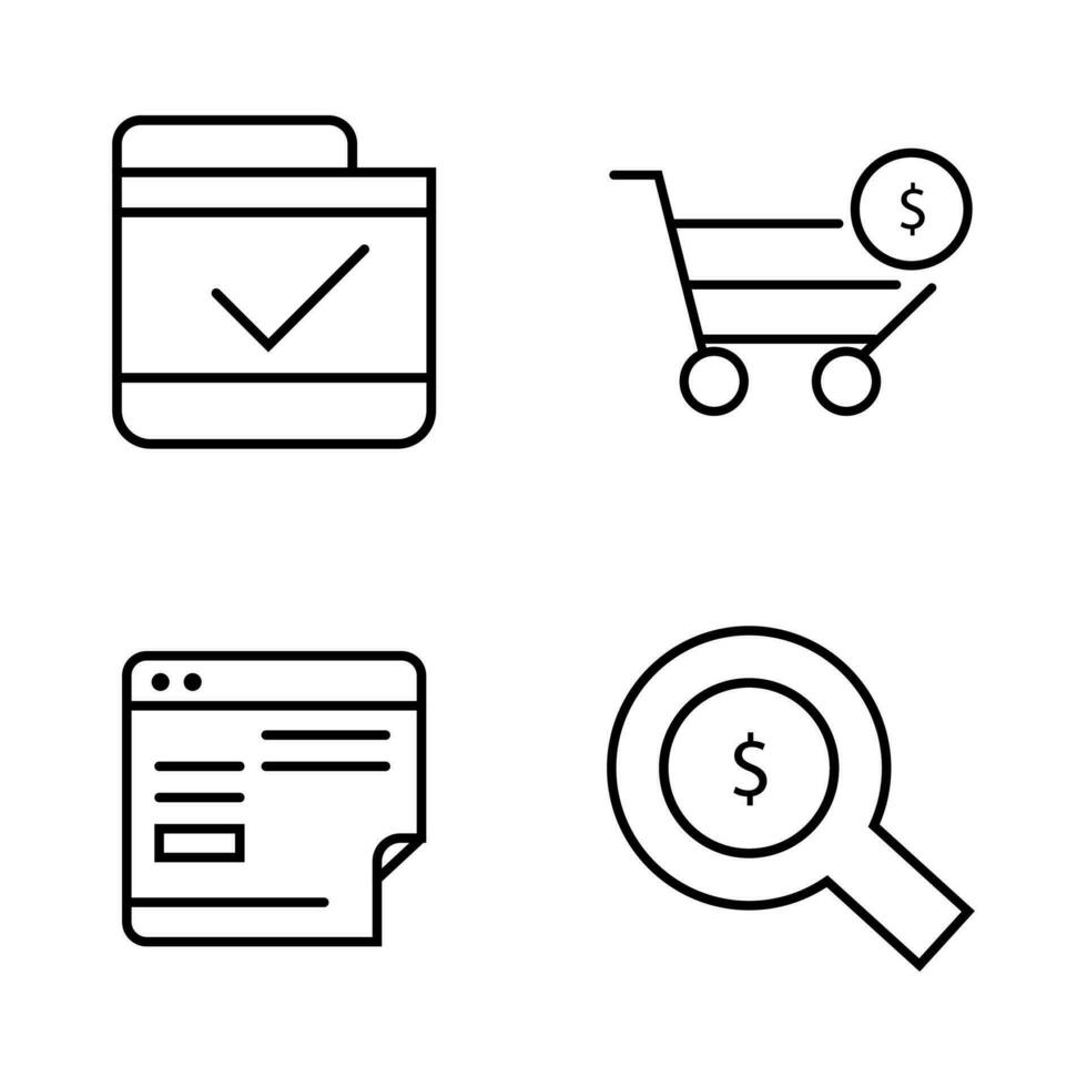 set of vector line purchasing concept icons