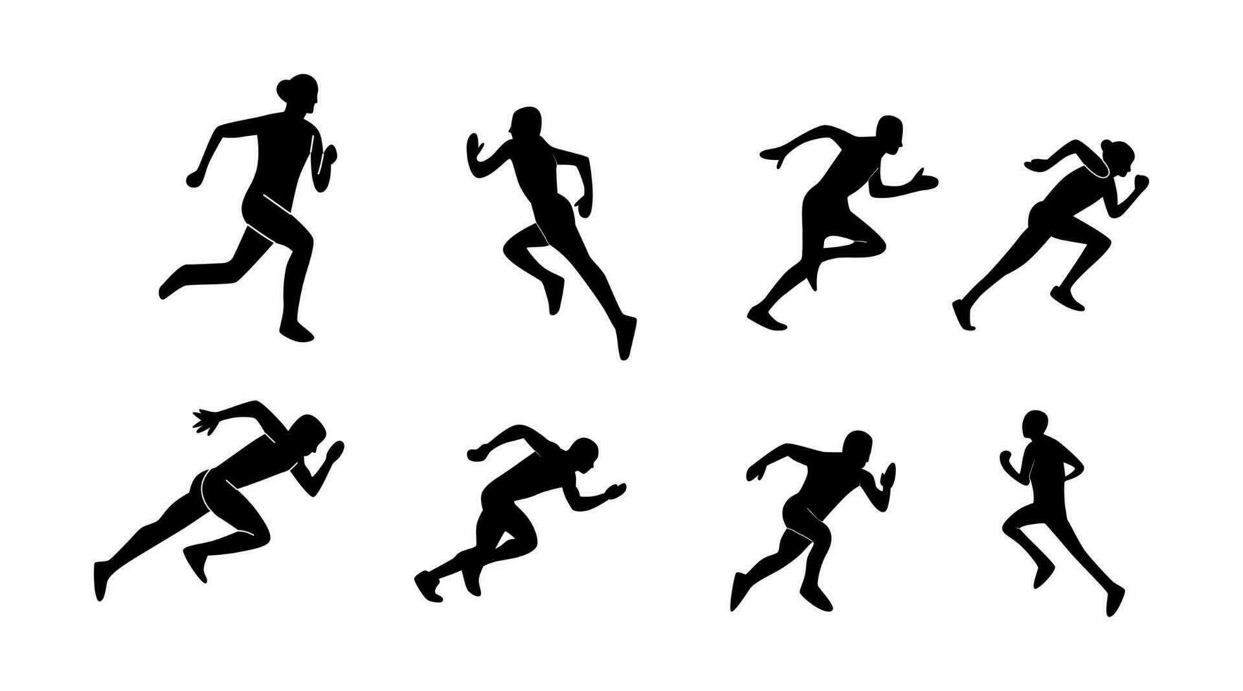 conjunto de siluetas de corriendo Atletas vector