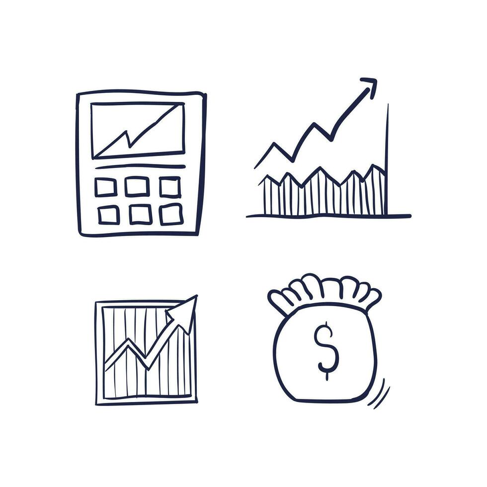 set of vector line financial concept icons