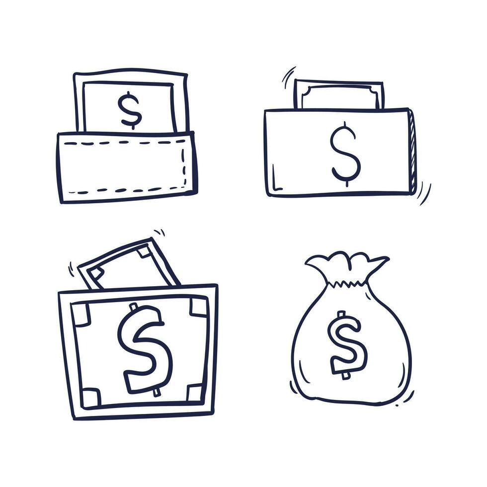 set of vector line financial concept icons