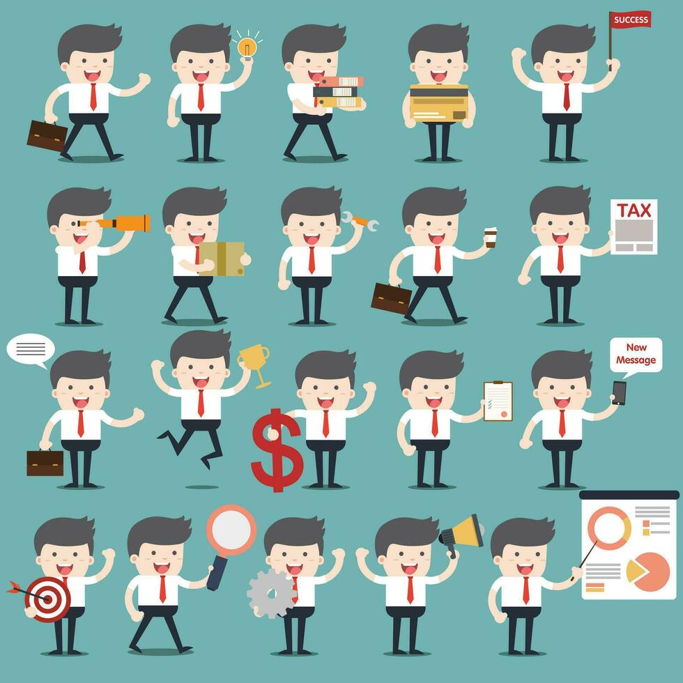 set of businessman activities vector