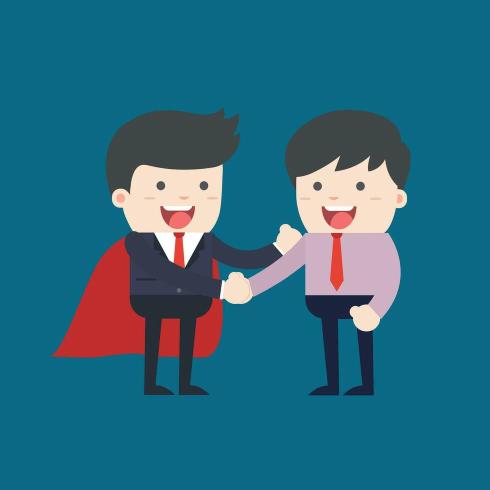 Business people shaking hands. Businessmen making a deal and think about profit. vector illustration