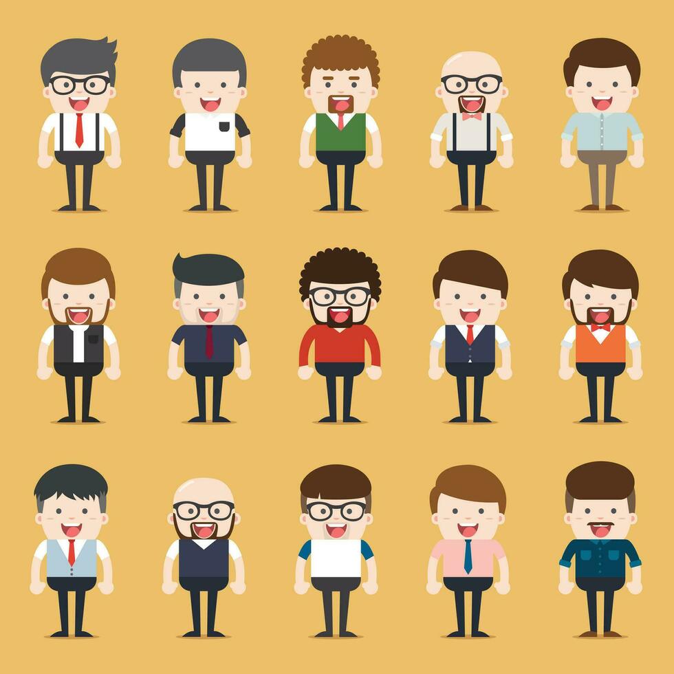 Set of diverse business people. Different and dress styles. Character set with flat design style. vector