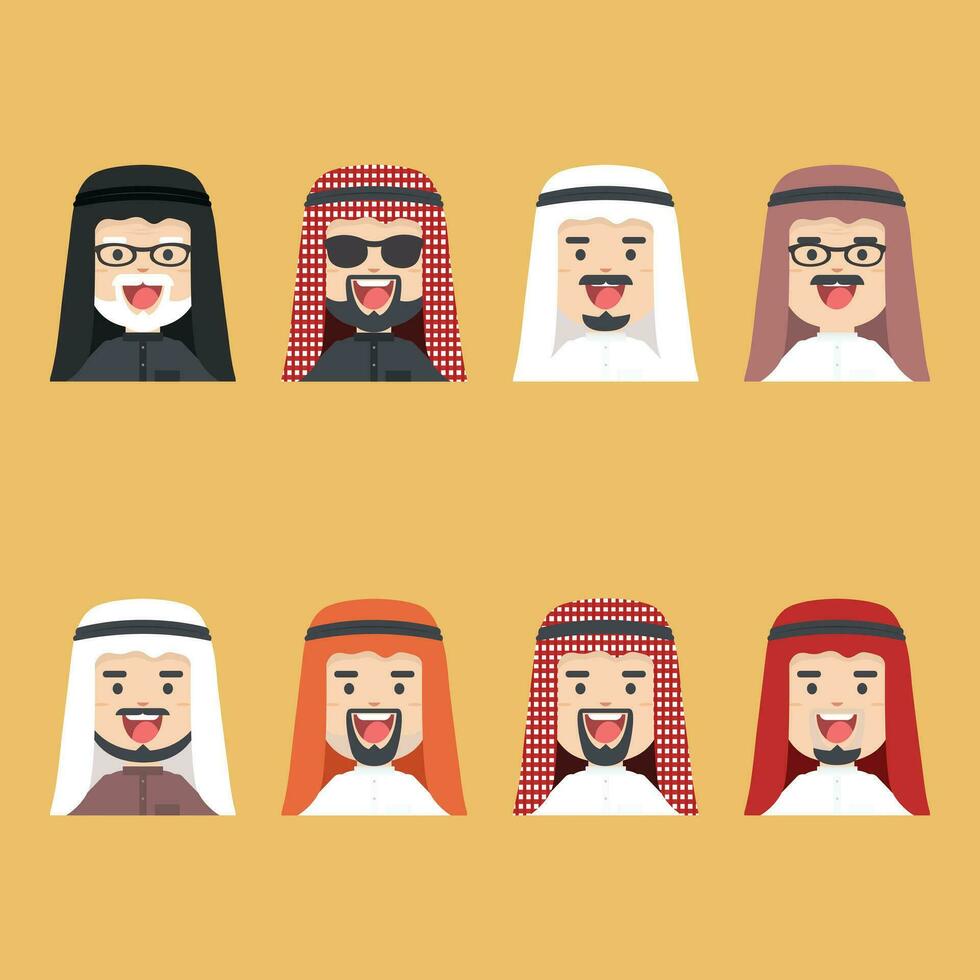 Arabic man set, vector avatars