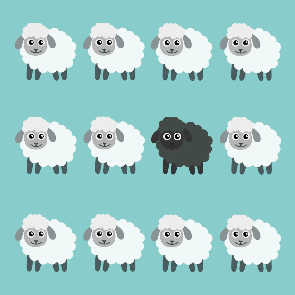 Black sheep in the flock. VECTOR