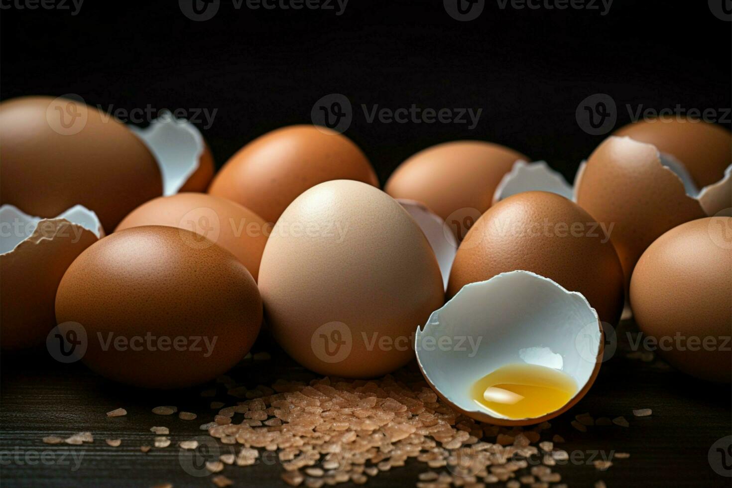 AI generated Egg Canvas Intricately created background using the arrangement of chicken eggs photo