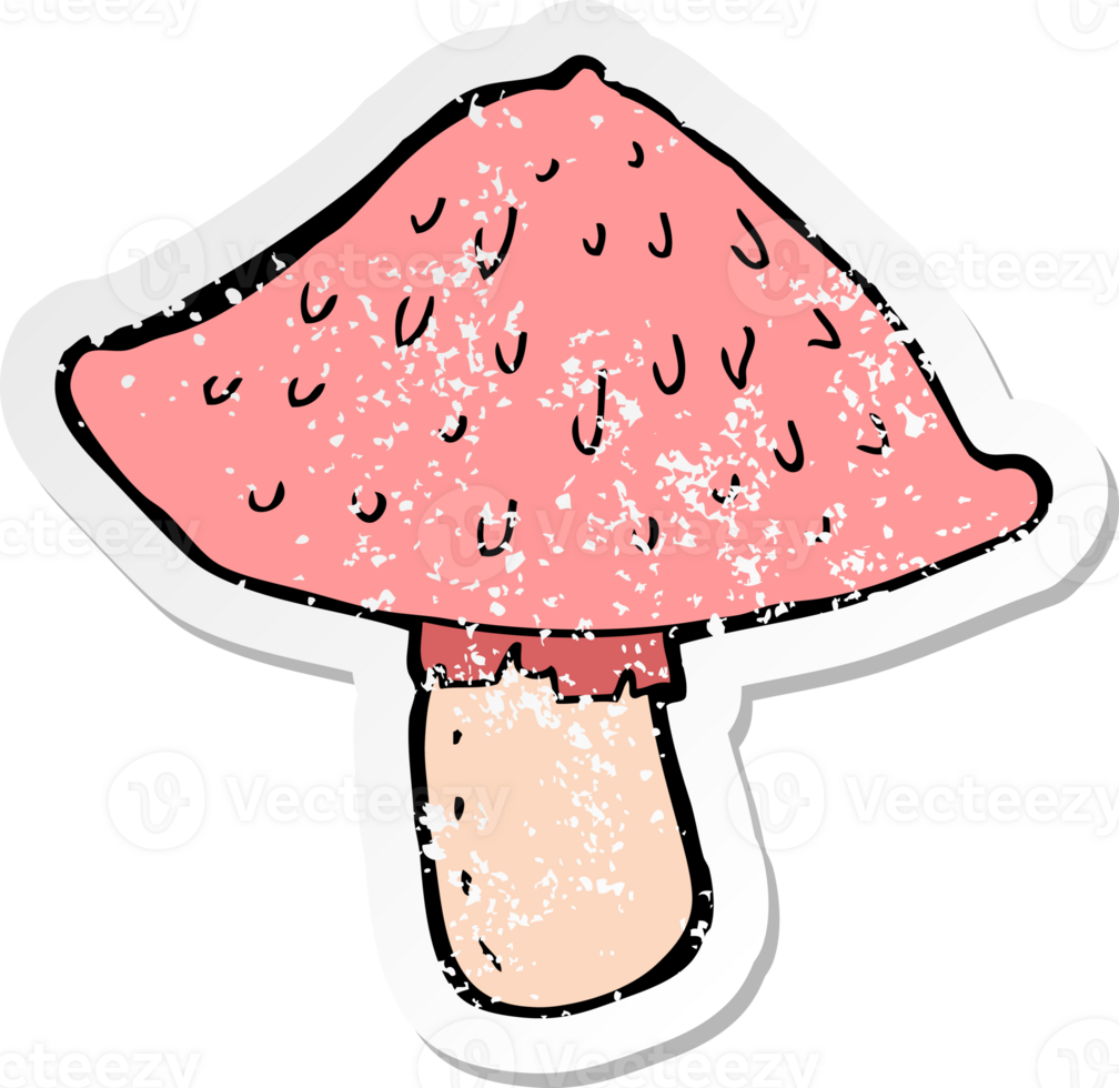 retro distressed sticker of a cartoon wild mushroom png