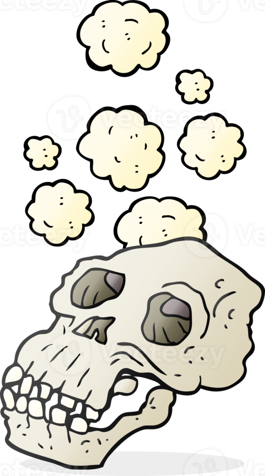 freehand drawn cartoon ancient skull png