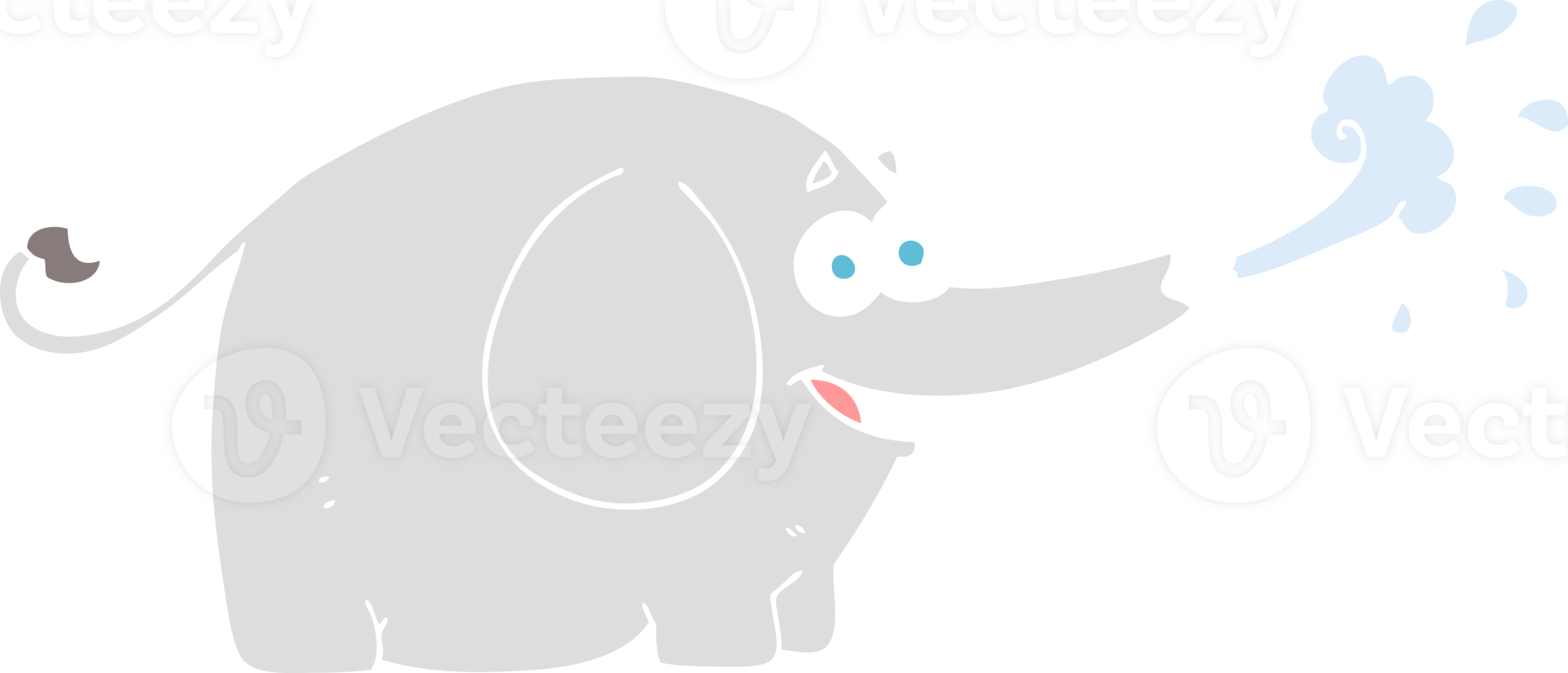 flat color illustration of elephant squirting water png