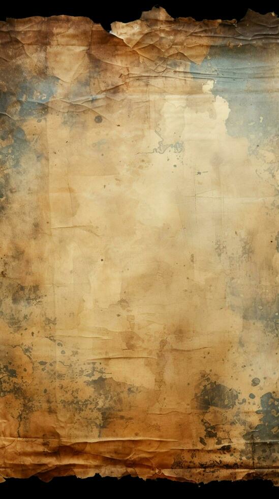 AI generated Vintage background Old paper texture with stains and scratches Vertical Mobile Wallpaper photo