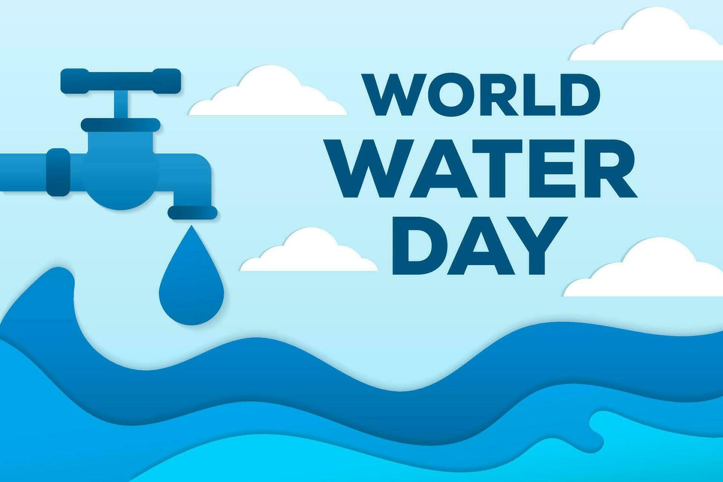 World Water Day background illustration in paper art style vector