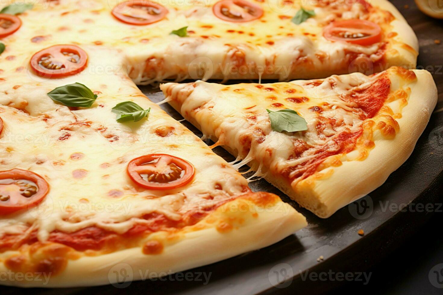 AI generated Gastronomic treat a visually enticing image of a mouthwatering cheese pizza photo