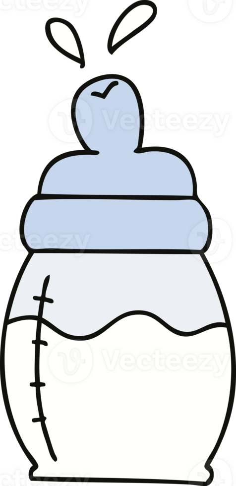 quirky hand drawn cartoon baby milk bottle png