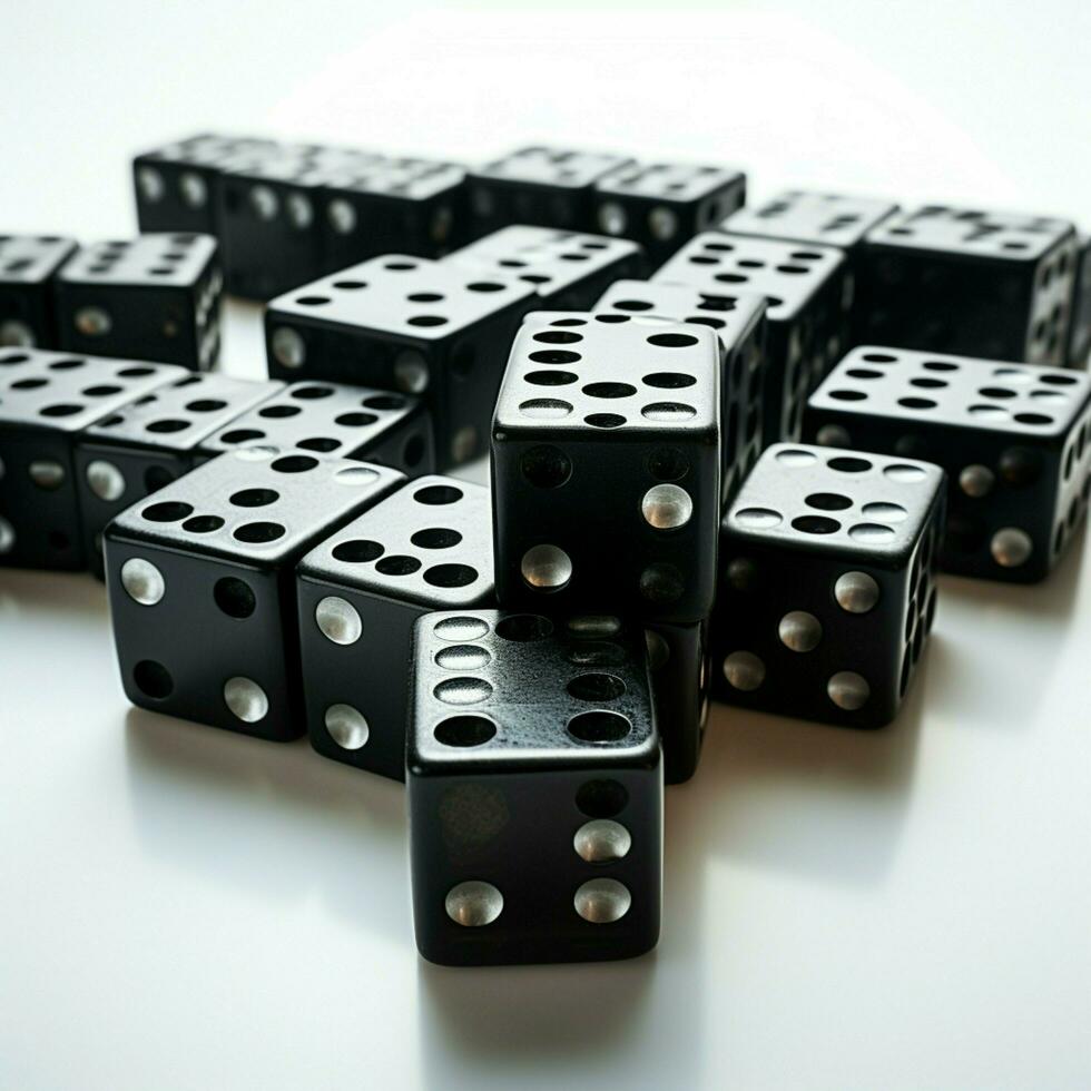 AI generated Image Business and education concept black dominoes isolated on white background For Social Media Post Size photo