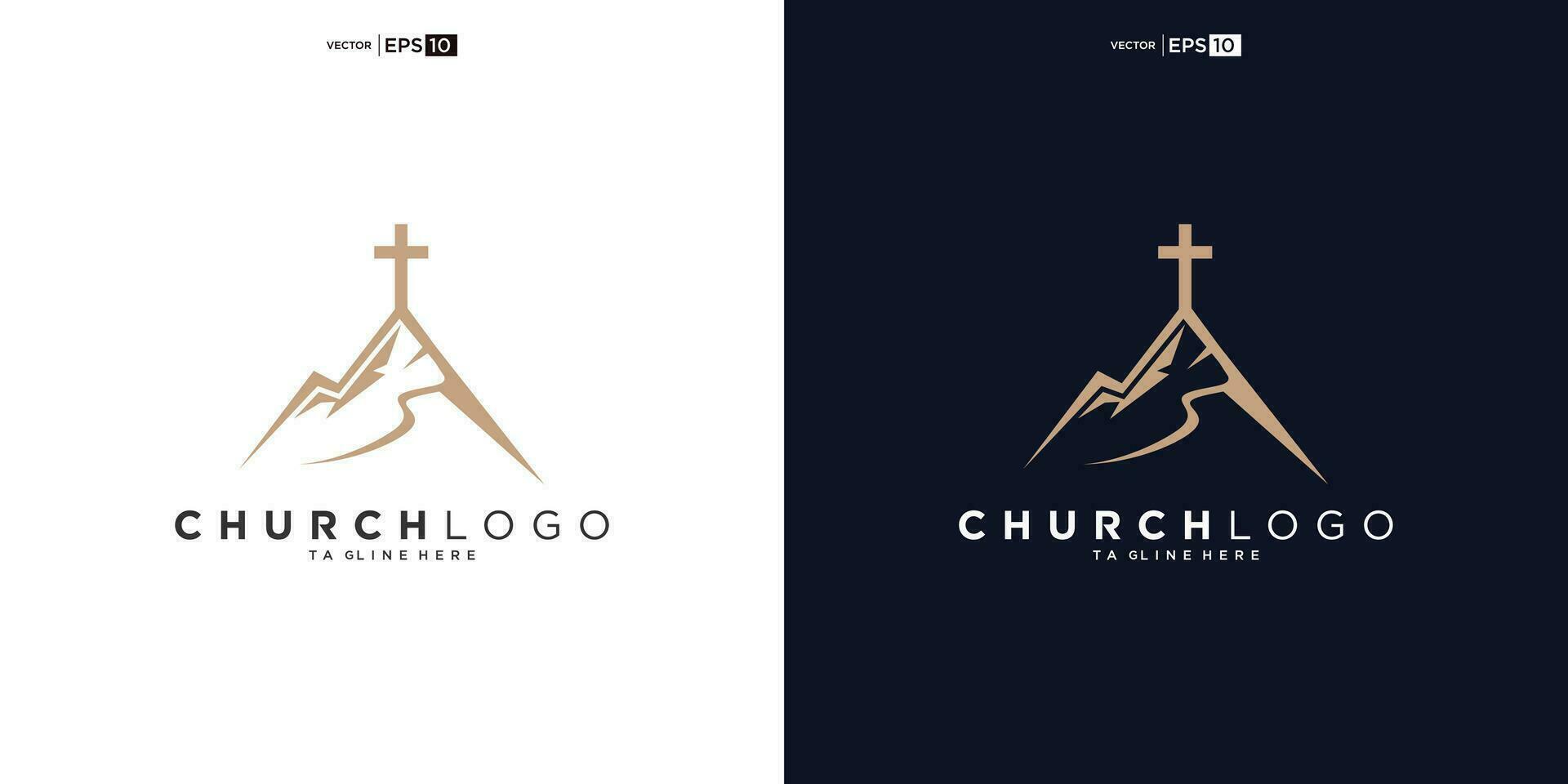 church logo designs with mountain, minimalist logo. People church vector logo design template