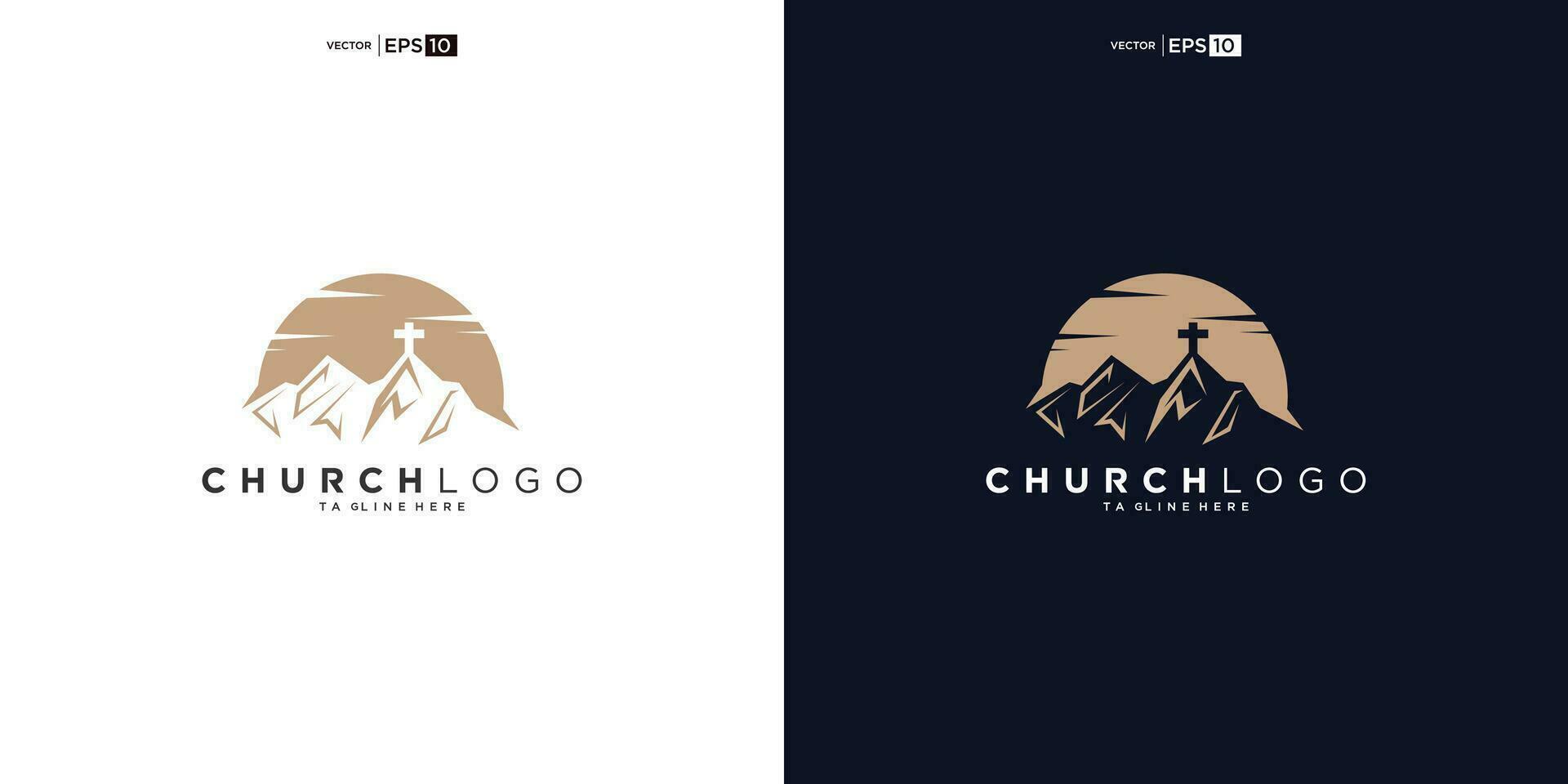 Iglesia logo diseños con montaña, minimalista logo. personas Iglesia vector logo diseño modelo