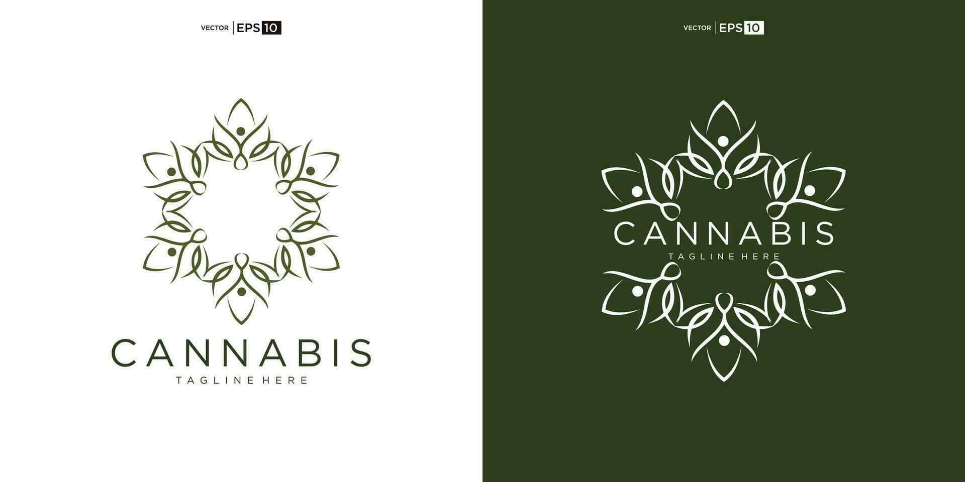 abstract marijuana, cannabis for cbd logo design vector