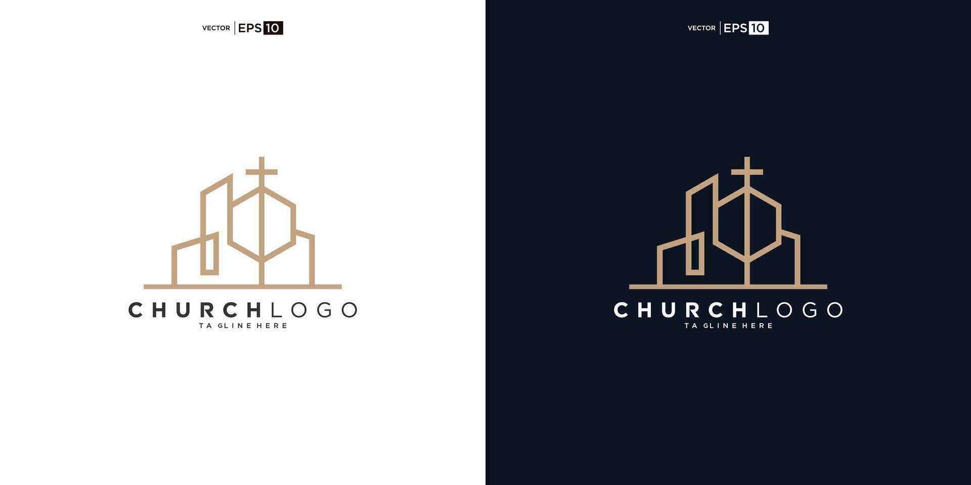 church christian with build shape logo design vector