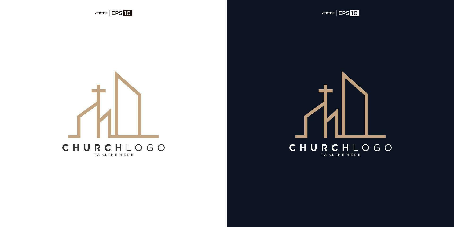 church christian with build shape logo design vector