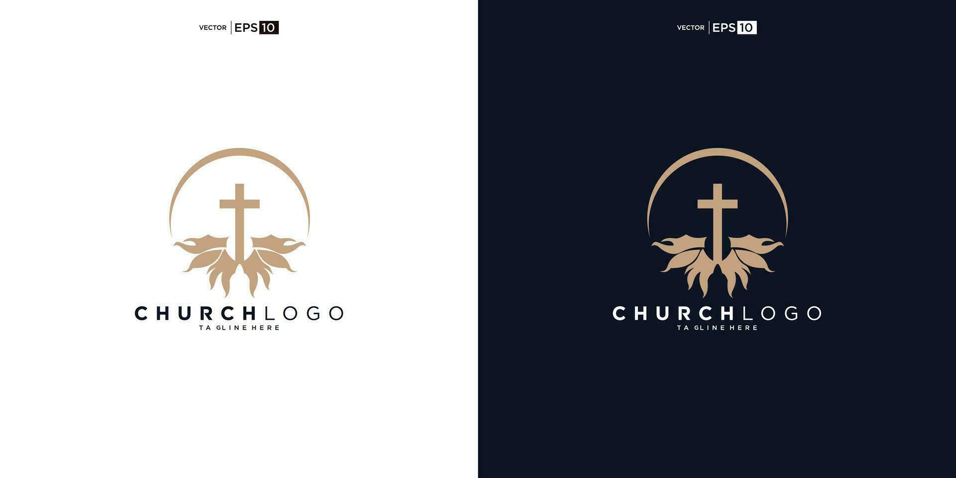 Church logo. Bible, Jesus' cross and angel wings. Wings church logo design icon. vector