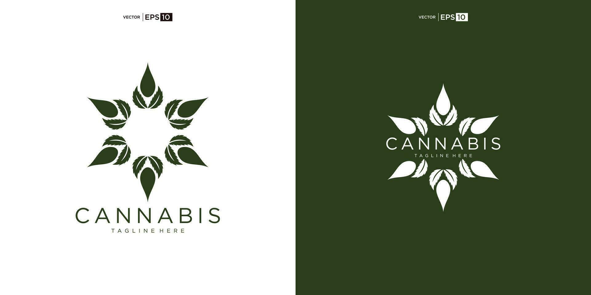 abstract marijuana, cannabis for cbd logo design vector