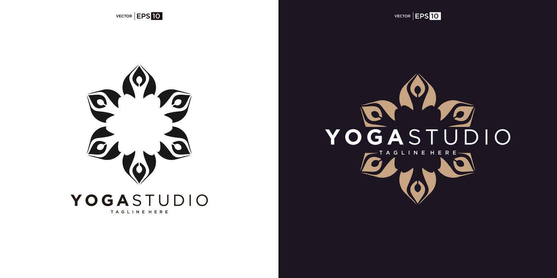 Yoga studio logo. Wellness health spa line icon. Meditation symbol. Zen harmony balance sign. vector