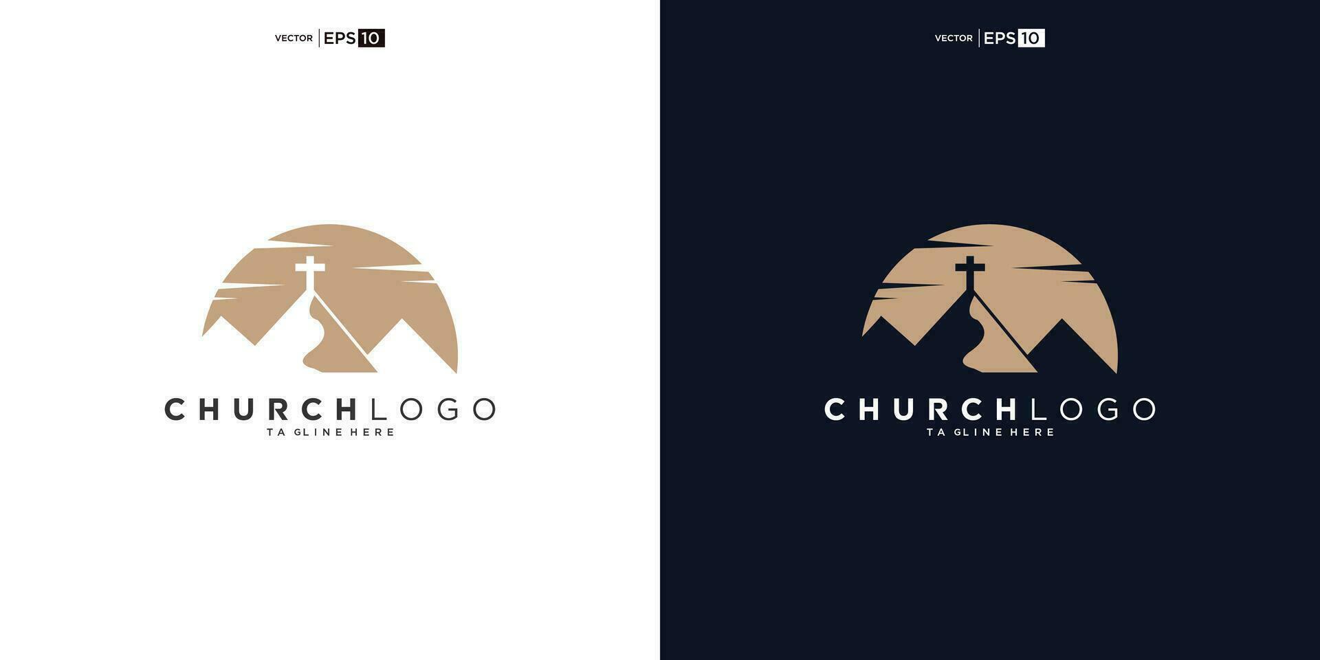 Iglesia logo diseños con montaña, minimalista logo. personas Iglesia vector logo diseño modelo