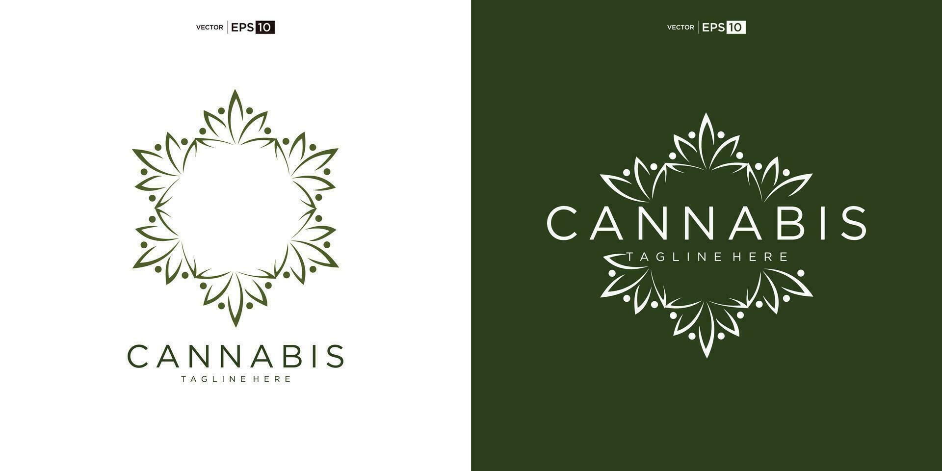 abstract marijuana, cannabis for cbd logo design vector