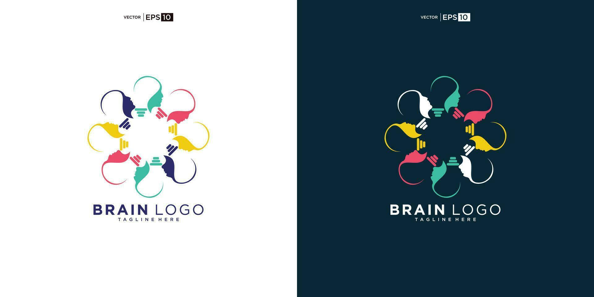 brain color logo. genius smart symbol design. abstract brain logo elements vector