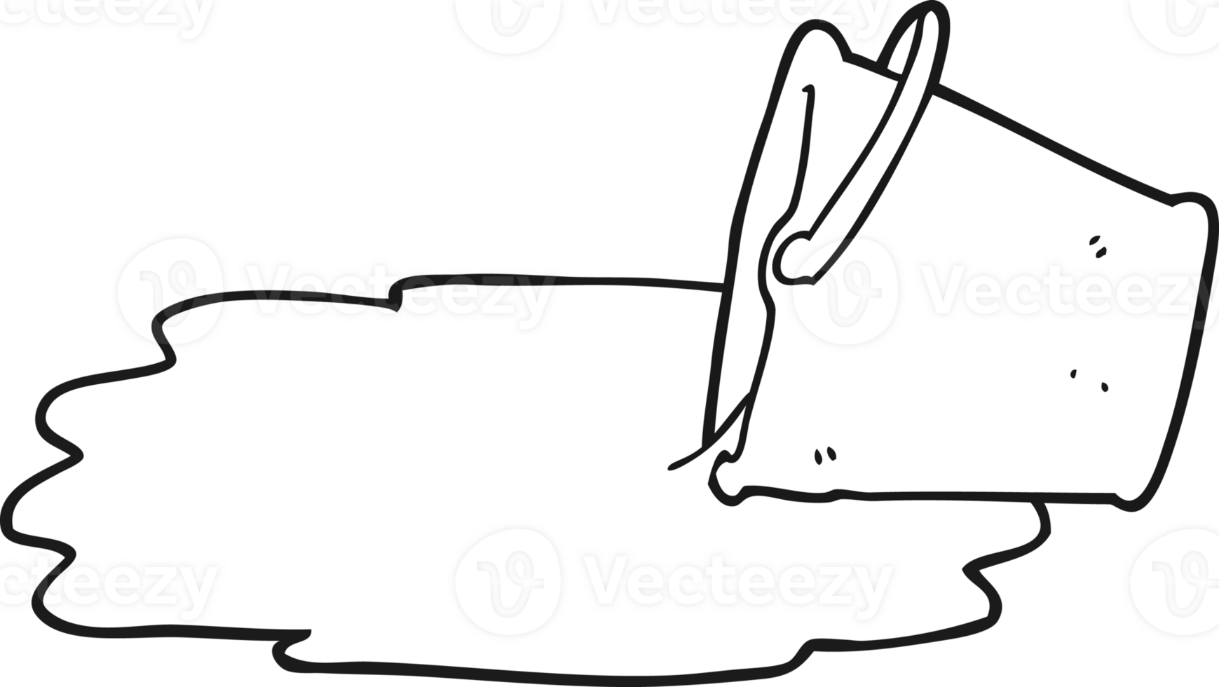 freehand drawn black and white cartoon bucket png