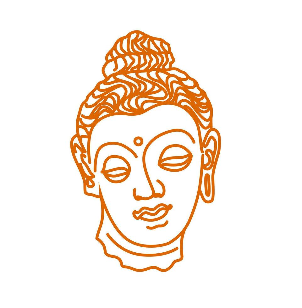 The lord buddha face illustration with line work vector