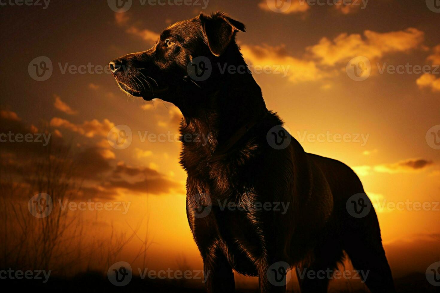 AI generated Silhouetted beauty, a mysterious canine form in the gentle light photo