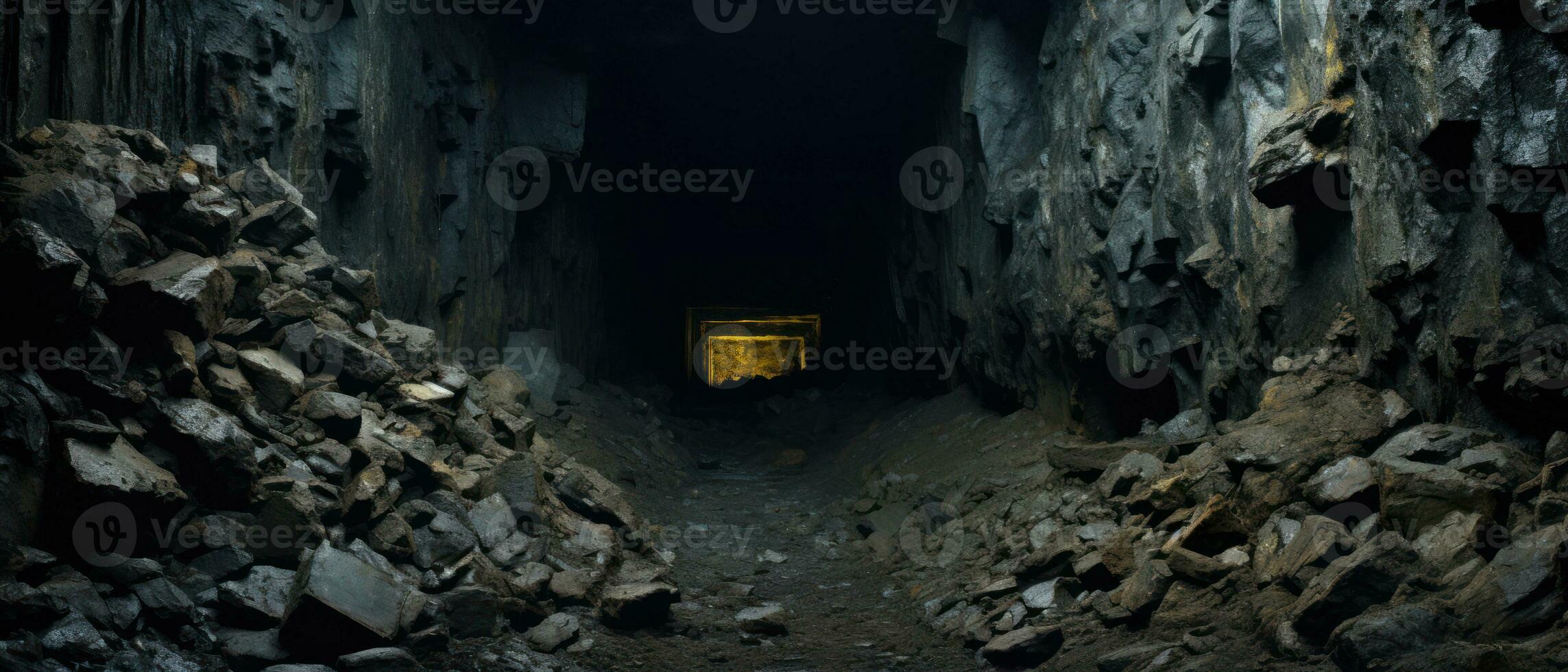 AI generated Mysterious cave with a glowing tunnel. AI generative. photo